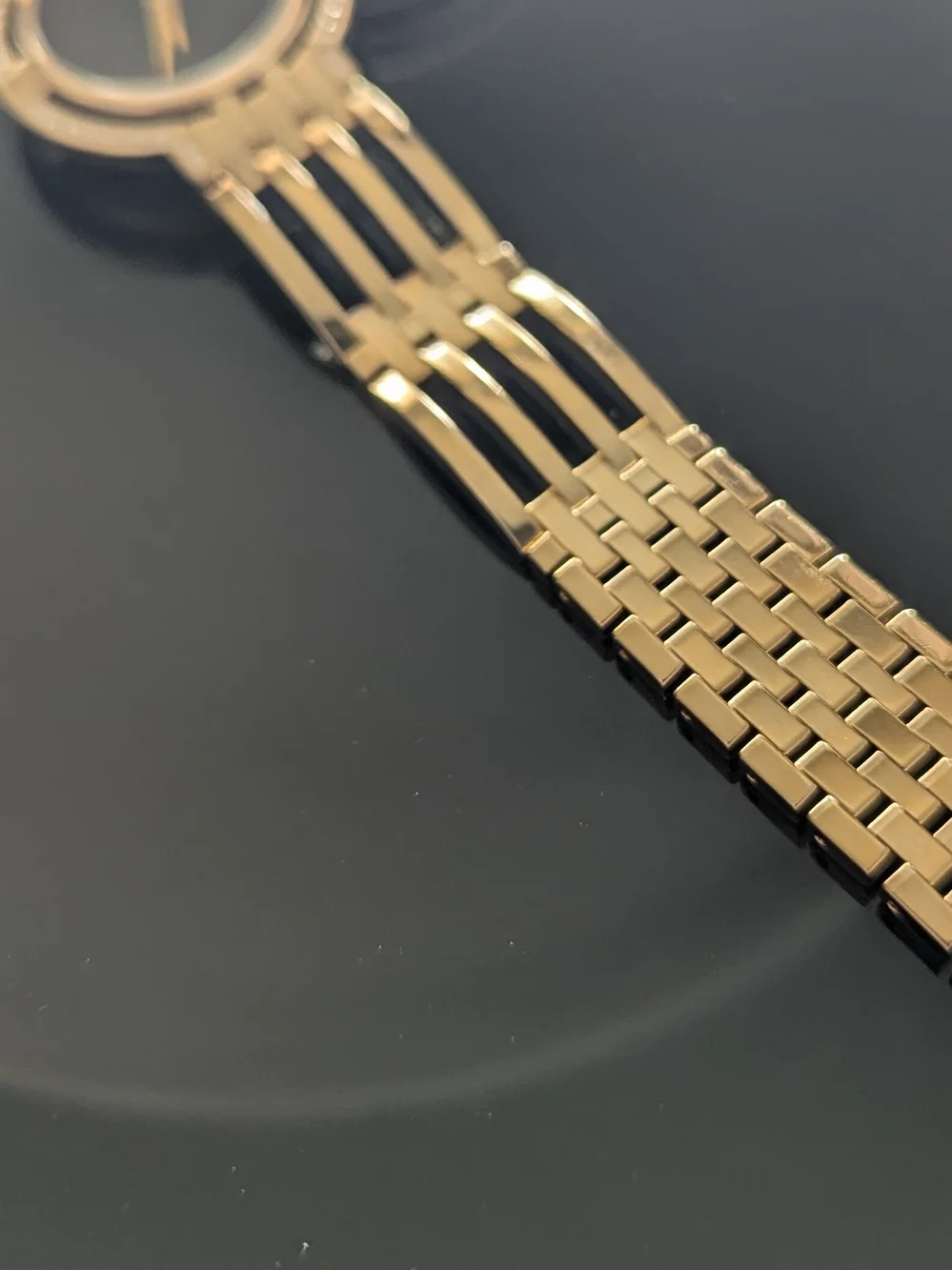 Movado Watch Women’s Gold Black Dial Diamond Bracelet $2795